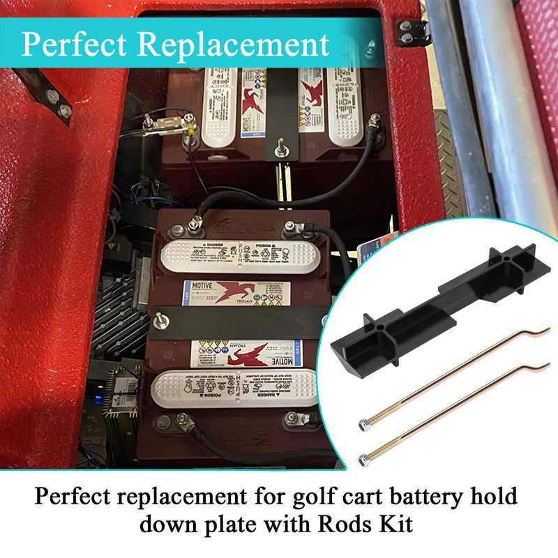 9.99WORLD MALL Golf Cart Battery Hold Down Plate with Rods Kit for EZGO TXT RXV 1994-up Gas and Electric Gas and Electric Golf Cart, OEM# 70045G01 01101-G01 - Image 3